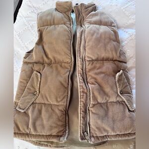 Corduroy Puffer Vest - Brown